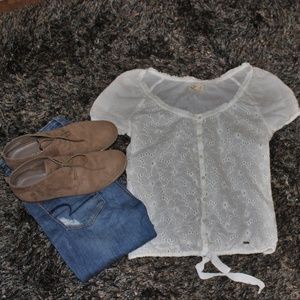 Hollister Flower Button Up Blouse New Small